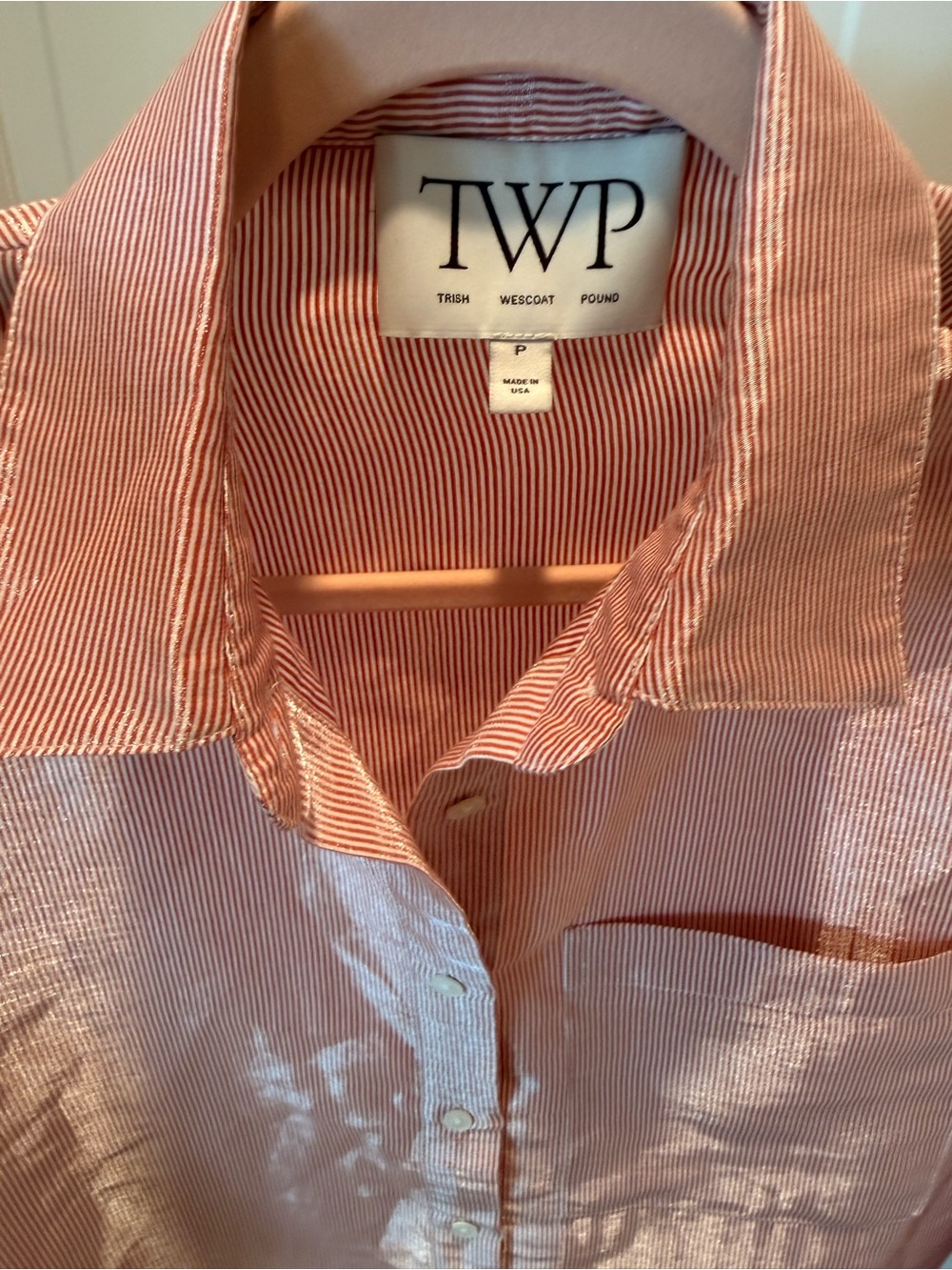 TWP Something Borrowed Striped Cotton-Organza Shirt Red White size P